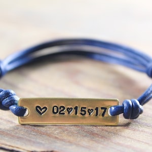 Custom Couples Bracelet, Anniversary Date Bracelet, Gift For Boyfriend, Wife Gift, Husband Gift, Anniversary Jewelry, Wedding Day Gift