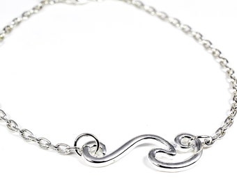 Ocean Wave Anklet, Beach Anklet, Beach Jewelry, Beach Wave Ankle Bracelet, Nautical Anklet, Ocean Jewelry, Charm Anklet, Summer Anklet, Her