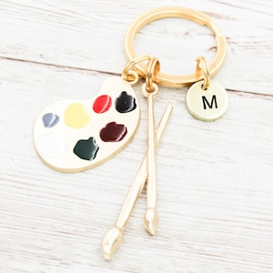 Gold Paint Palette Keychain, Gift For Artist, Oil Painting Gifts, Canvas Painter Gift, Art Teacher Presents, Artist Keyring, Art Lover