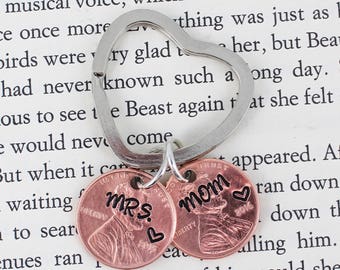 Mom Keychain, Wife Keychain, New Mom Gift, Penny Keychain, Personalized Keychain, Wife Gift, Mother Keychain, Best Mom, Gift for Mom, Hers