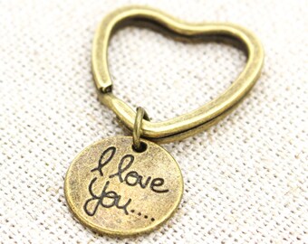 Bronze I Love You Keychain, Love You Gift, Couples Gift, Gift For Daughter, Mom Gifts, I Love You More, Boyfriend Gift, Wife Gift, For Her