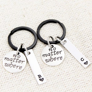 Long Distance Couples Keychain Set, No Matter Where Keychains For 2, Distance Relationship, Gift For Boyfriend, Friendship Keychains, Bestie