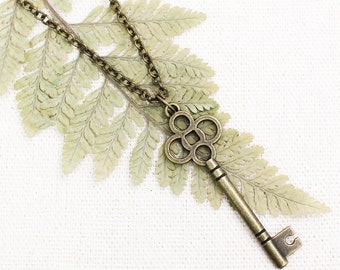 Bronze Skelett Schlüssel Halskette, rustikale Schlüssel Anhänger Halskette, Skelett Schlüssel Schmuck, Vintage inspirierte Halskette, Schlüssel zu meinem Herzen, Geschenk für Frau