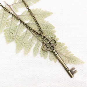 Bronze Skeleton Key Necklace, Rustic Key Charm Necklace, Skeleton Key Jewelry, Vintage Inspired Necklace, Key To My Heart, Gift For Wife