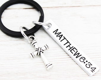 Custom Bible Verse Keychain, Cross Keychains, Personalized Bible Verse Gift, Christian Gifts, Cross Keyring, Religious Key Chains, Church