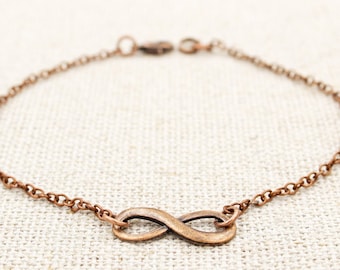 Copper Infinity Anklet or Bracelet, Infinity Ankle Bracelet, Infinity Jewelry, Gift For Wife, Girlfriend Gifts, Unisex Anklets, Anniversary