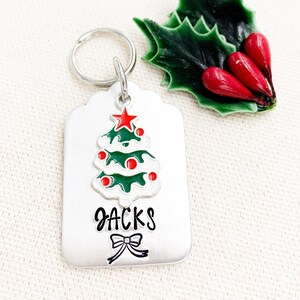 Christmas Tree Pet ID Tag, Christmas Dog Name Tag, Holiday Pet Tags, Xmas Dog Tag Charm, Winter Dog Collar Charm, Snow Pet Tags, Dog Gifts
