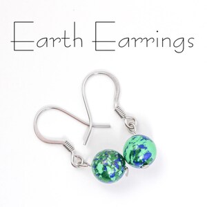 Earth Earrings, Planet Earth Dangle Earrings, Globe Earrings, World Traveler Gift, Wild Life Lover, Nature Gifts, Save the Earth, Wanderlust