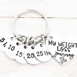 Personalized Weight Loss Journey Keychain, Weight Loss Tracker Keyring, Weight Loss Motivation Gift, Goals Gift, Milestone Keychains image 4