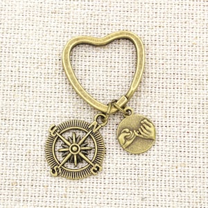 Long Distance Pinky Promise Keychain, Friendship Keychain, Boyfriend Gift, Compass Keyring, Anniversary Keychains, Husband Presents, For Him