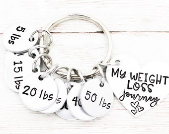 Personalized Weight Loss Journey Keychain, Weight Loss Tracker Keyring, Weight Loss Motivation Gift, Goals Gift, Milestone Keychains