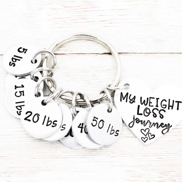 Personalized Weight Loss Journey Keychain, Weight Loss Tracker Keyring, Weight Loss Motivation Gift, Goals Gift, Milestone Keychains