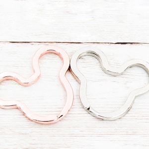 Rose Gold or Silver Mouse Ears Keyring Add On, Mouse Ears Keychain, Keychain Supplies, Mouse Ears Key Ring, Mouse Ears Split Ring, Bag Charm