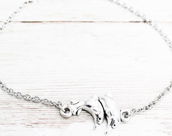Silver Dolphin Anklet, Dolphin Ankle Bracelet, Beach Anklets, Beach Lover Gift, Dolphin Gifts, Summer Jewelry, Beach Jewelry, Gift For Her