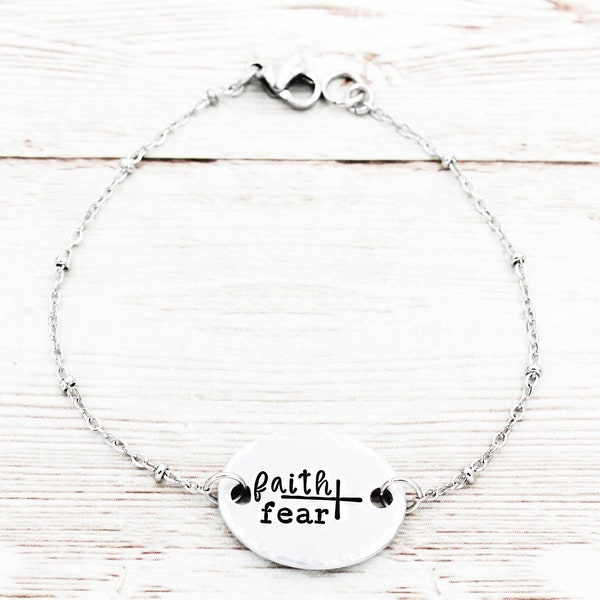 Faith Over Fear Bracelet, Cross Bracelet, Faith Jewelry, Christian Gifts, Cross Gift, Religious Jewelry, Inspiring Gifts, Motivation Jewelry