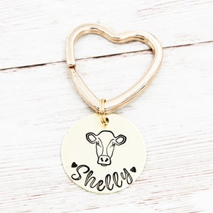 Benutzerdefinierte Name Kuh Schlüsselbund, Kuh-Liebhaber-Geschenk, Name Schlüsselring, Bauernhof Mädchen Geschenke, Bauernhof Tier Schlüsselanhänger, Kuh Geldbörse Charme, Kuh Buch Taschenanhänger