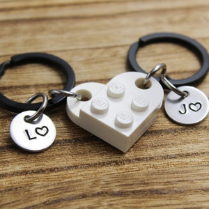 Connecting LEGO® Heart Keychain Set, Authentic LEGO® Bricks Keychains For 2, Friendship Keyring, Boyfriend Gift, Stocking Stuffer, Valentine