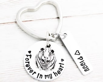 Forever In My Heart Guinea Pig Keychain, Pet Sympathy Gift, Loss Of Guinea Pig, Personalized Pet Memorial Keyring, Child Guinea Pig Keepsake