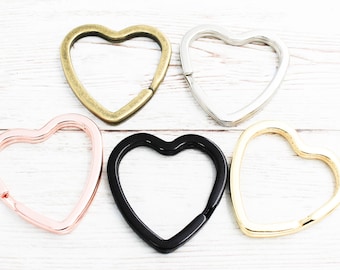 Heart Keyring Add On Option, Heart Shaped Key Ring, Rose Gold, Gold, Silver, Heart Keychains