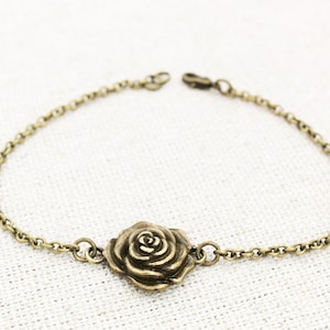 Antique Bronze Rose Anklet, Rose Flower Anklet, Floral Ankle Bracelet, Summer Anklets, Wedding Anklet, Gift For Wife, Flower Jewelry