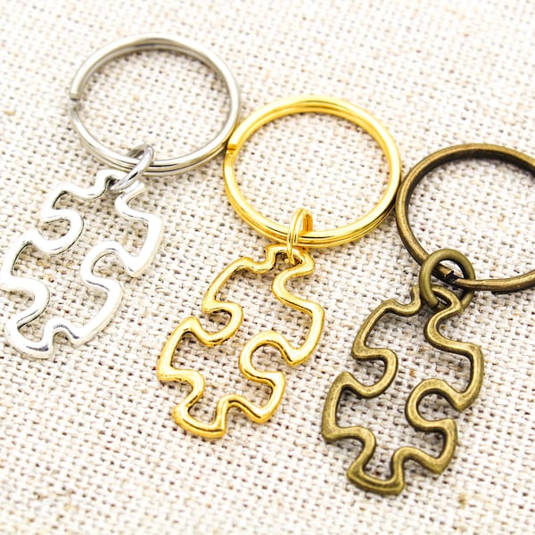 Puzzle Piece Keychain, Autism Awareness Keychain, Puzzle Keyring, Couples Keychain, Autism Gifts, Autism Keychain, Different Not Less