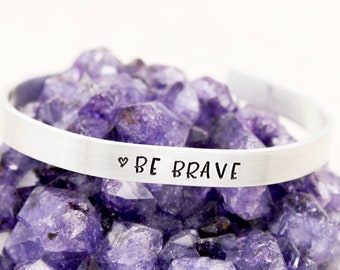 Be Brave Cuff Bracelet, Custom Word Cuff, Inspirational Jewelry, Motivational Gift, Graduation Gifts, Gift For Daughter, Brave Jewelry, Grad