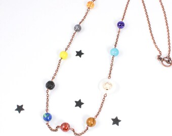 Planeten Halskette, Weltraum Halskette, astronomische Halskette, Sonnensystem Schmuck, Planeten Schmuck, Einzigartiger Schmuck, Wissenschaft Schmuck, Her