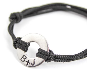 Gift for Husband, Anniversary Gift, Couples Bracelet, Custom Washer Bracelet, Mens Gift, Mens Bracelet, His and Hers Bracelet, Initials