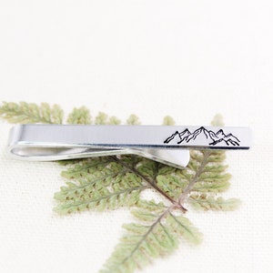 Mountain Wedding Tie Clip, Mountains Tie Bar, Groomsmen Tie Clips, Men Wedding Favors, Father Of The Bride, Husband Gift, Hiker Gifts