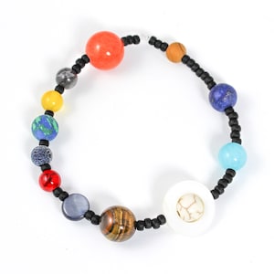 Solar System Bracelet, Planet Bracelet, Stretchy Bracelet, Gemstone Bracelet, Outer Space Jewelry, Cosmic Bracelet, Moon Jewelry, Earth