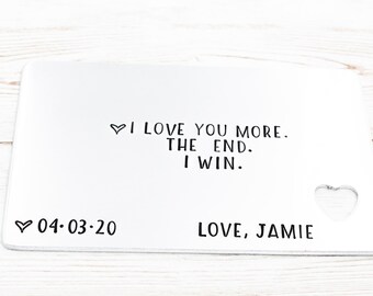 Personalized Wallet Card Insert, I Love You More Gifts, Personal Message Wallet Card, Gift For Husband, Anniversary Gifts, Boyfriend Gifts