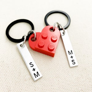 Connecting Heart Keychain Set, Made From Authentic LEGO® Bricks, Couples Keychains, Valentine Gift, Friend Gifts, Gift For Boyfriend, Love