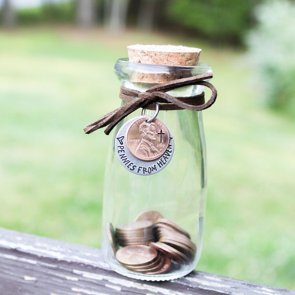 Pennies From Heaven Jar Collector, Memorial Keepsake, Loss Of Loved One, Penny From Heaven, Remembrance Gift, In Memory Of, Loss Of Dad Mom