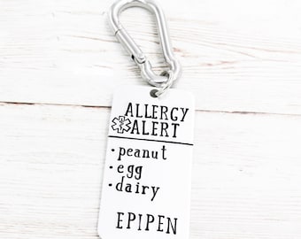 Personalisierte Allergie-Schlüsselanhänger, benutzerdefinierte Allergien Charme, medizinische Warnung Taschenanhänger, Allergie-Schlüsselanhänger, Epipen Warnung, medizinische ID Charms