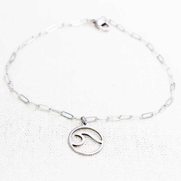 Hypoallergenic Ocean Wave Anklet, Stainless Steel Beach Wave Ankle Bracelet, Summer Jewelry, Beach Lover Gift, Nautical Gifts, Feet Jewelry