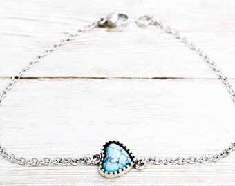 Turquoise Heart Anklet, Boho Heart Ankle Bracelet, Bohemian Anklets, Turquoise Jewelry, Turquoise Anklets, Summer Gifts For Her, Stocking