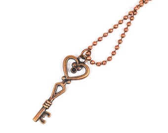 Skelett Schlüssel Halskette, Schlüssel zu meinem Herzen, Schlüssel Schmuck, verzierte Schlüssel Anhänger, Vintage inspirierte Halskette, viktorianischer Schmuck, lange Halskette, Schichtung