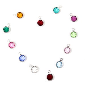 Add On Birthstone, Swarovski Crystal Birthstone Add On, Silver Plated Birthstone, 6mm Birthstone Charm Add On, Outer Wonders Jewelry Add On