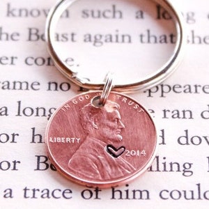 Portachiavi Penny Year personalizzato Penny From Heaven Portachiavi, regali di anniversario, in memoria di, regalo di condoglianze, anniversario di rame, bomboniere