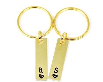 Couples Initials Keychain Set, Matching Couples Keychains, His and Hers Keyring, Gift For Husband Wife, Wedding Gift, Anniversary Gifts