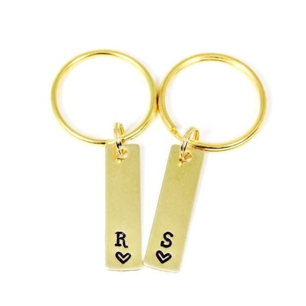 Couples Initials Keychain Set, Matching Couples Keychains, His and Hers Keyring, Gift For Husband Wife, Wedding Gift, Anniversary Gifts