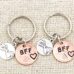 Best Friends Keychain Set, Pinky Promise Keychains, Matching BFF Keyrings, Friendship Gift, Gift For Friend, Keychain For 2, Distance Friend