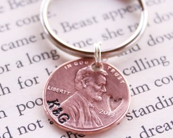 Couples Penny Keychain, Couples Gift, Lucky Us, Boyfriend Gift, Girlfriend Gift, Wedding Day Gift, Anniversary Gift, Husband Gift, For Him