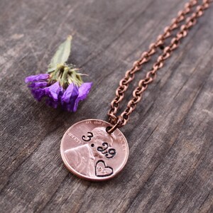 Anniversary Date Necklace, Anniversary Necklace, Wedding Gift, Custom Penny Necklace, Penny From Heaven Necklace, Memorial Necklace, Love