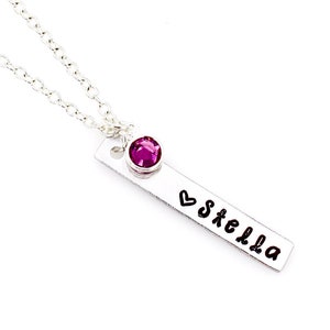Birthstone Name Necklace, Custom Birthstone Necklace, Personalized Name Jewelry, New Mom Gift, Daughter Gift, Sister Gifts, Teen Girl Gift
