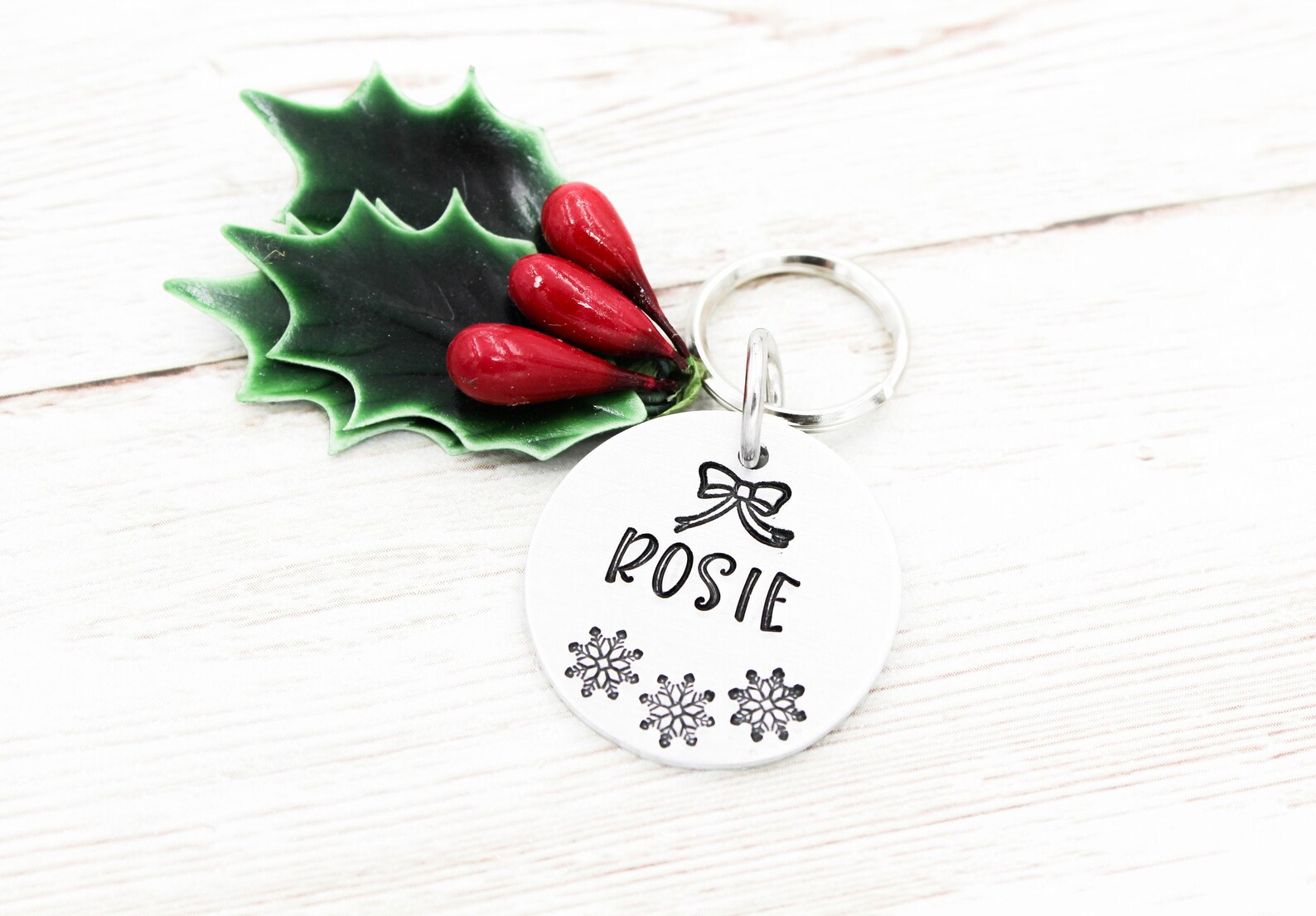Christmas Dog Name Tag Winter Pet ID Tag Holiday Dog ID Etsy
