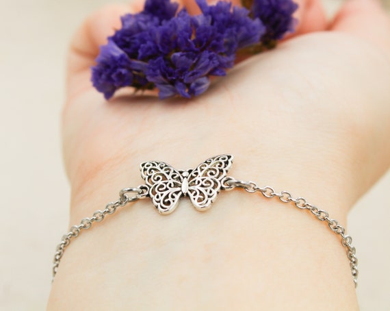QYAQ Bracciale Argento Donna,Bracciale da Donna in Argento Sterling 925 Moda Farfalla Bracciale con Ciondolo da Donna Gioielli in Argento Sterling Regali di Natale per Sorelle Amiche Coppie Mamma