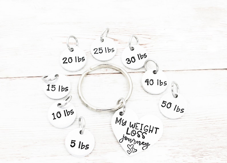 Personalized Weight Loss Journey Keychain, Weight Loss Tracker Keyring, Weight Loss Motivation Gift, Goals Gift, Milestone Keychains image 10