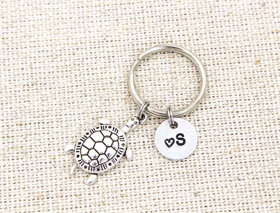 Custom Initial Turtle Keychain, Tortoise Turtle Keyring, Turtle Gifts ...