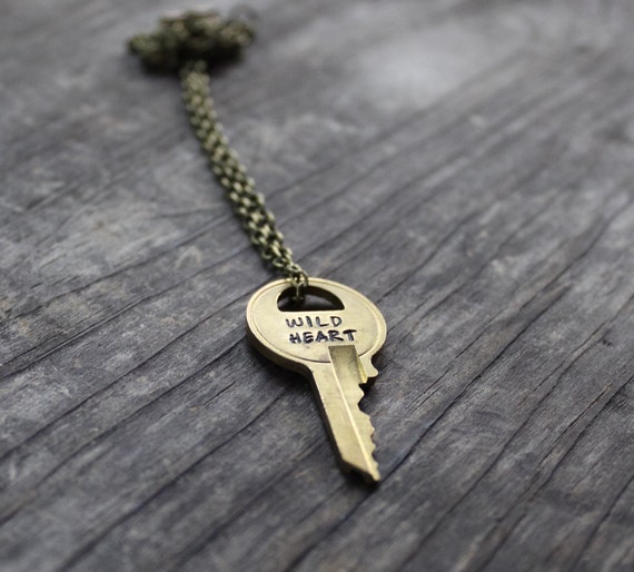 Items similar to Key Necklace, Personalized Necklace, Word Necklace